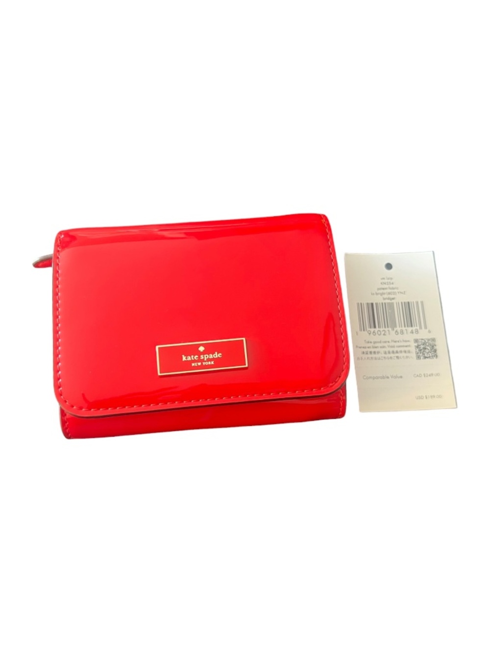 Kate Spade Red Patent Small Zip Bridget Wallet NWT